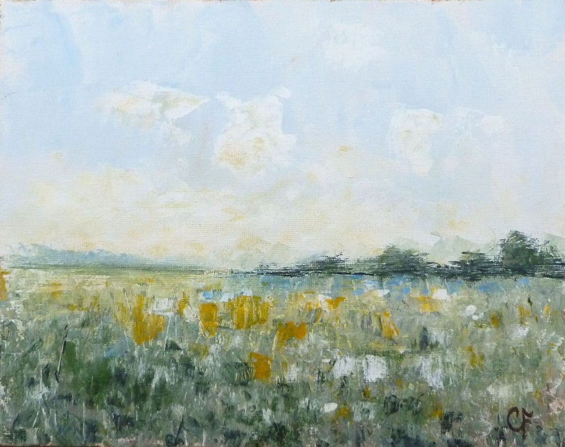 Landscape grass field painting impressionist 8x10 abstract