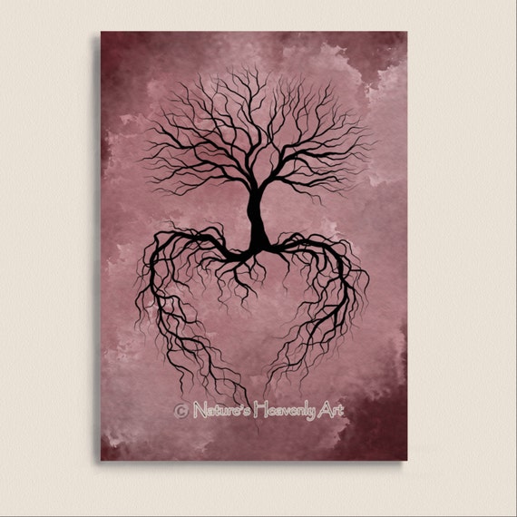 Rosa dekor winter kahler baum wand von naturesheavenlyart auf etsy