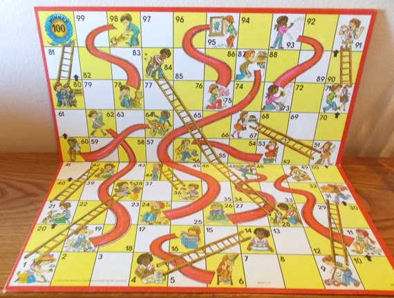 Vintage Chutes And Ladders Game Board 1979