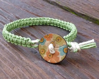 Lime Green Hemp Bracelet - Green Hemp Bracelet, Hemp Macrame Bracelet, Vegan Bracelet