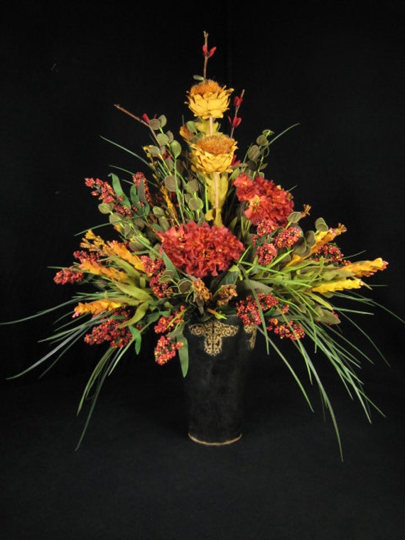 Tuscan Tall Floral Arrangement Centerpiece Old World Home