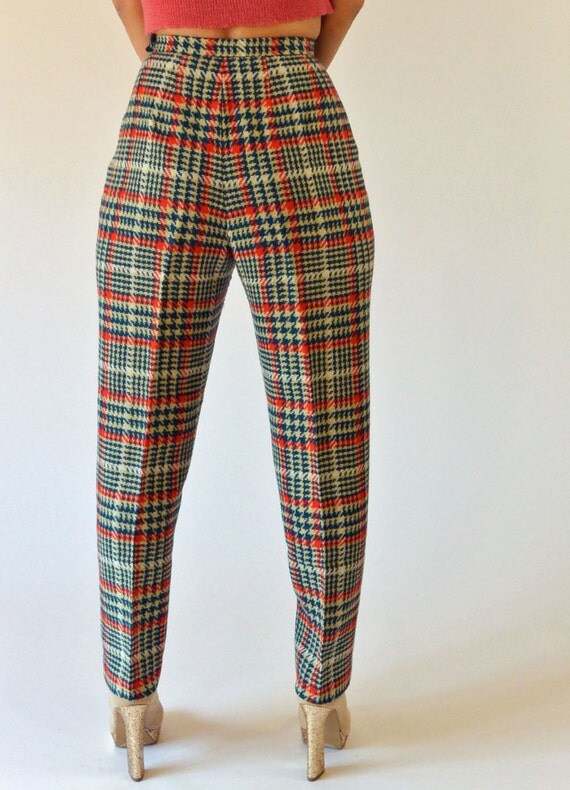 high waisted plaid pants