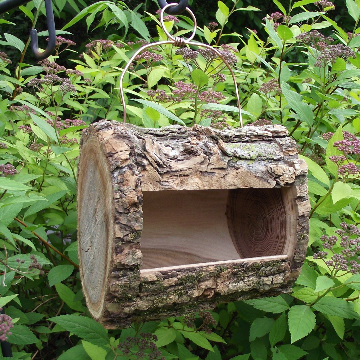 Log Bird Feeder Handmade from Reclaimed Tree Branch Natural