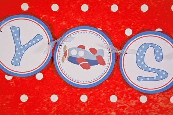 Airplane BABY SHOWER Banner - It's a Boy Baby Shower Sign - Airplane Theme Shower Decorations in Blue and Red Il_570xn