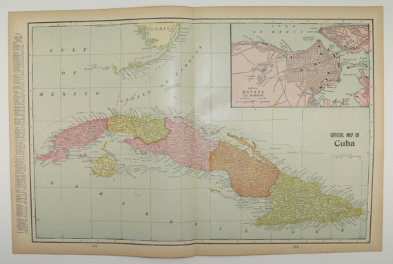 Antique Cuba Map Vintage Map of Mexico Central by OldMapsandPrints