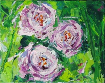Peonies Three, 8" x 10" oil painting. Yvonne Wagner. Peony. Abstract peonies. Fleurs. Unframed. Savings on 3 (8 x 10") paintings of Peonies.