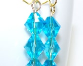 Ocean Blue Diamond Shape Earrings. Inventory Clearance Sale.