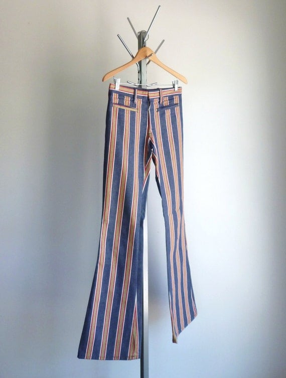 blue and white striped bell bottoms