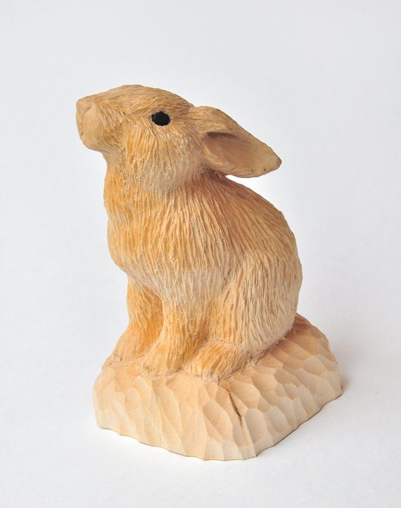 Sculptured Rabbit Wood Carving Animal Wood Carving Home