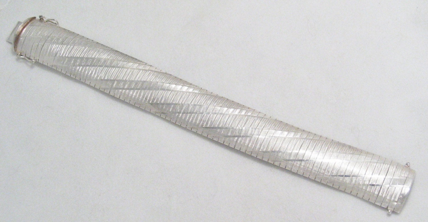 Wide Omega Bracelet solid Sterling Silver cuff bangle bar link