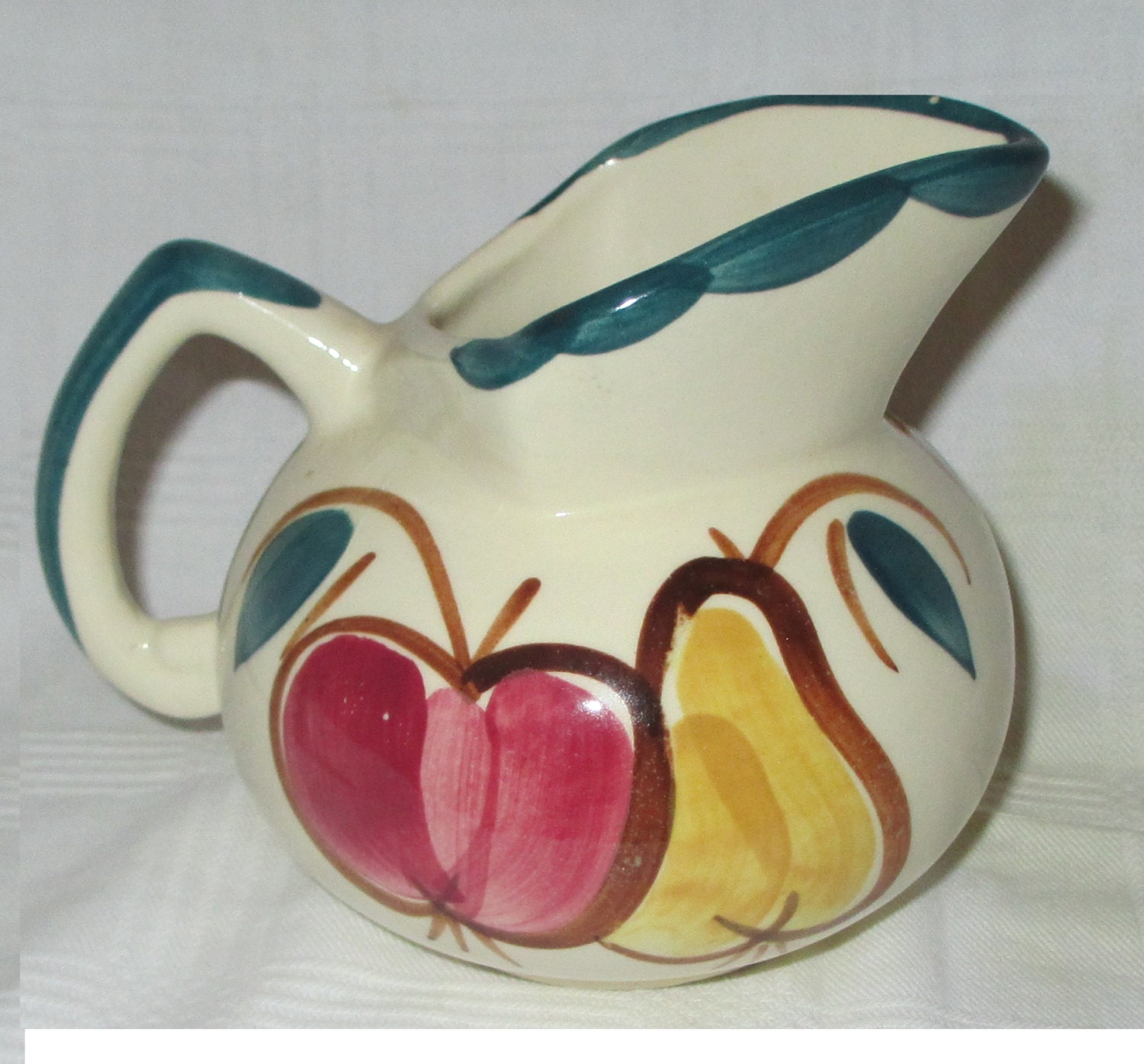 Sale Purinton Pottery Vintage Pitcher Fruit Pattern 1936