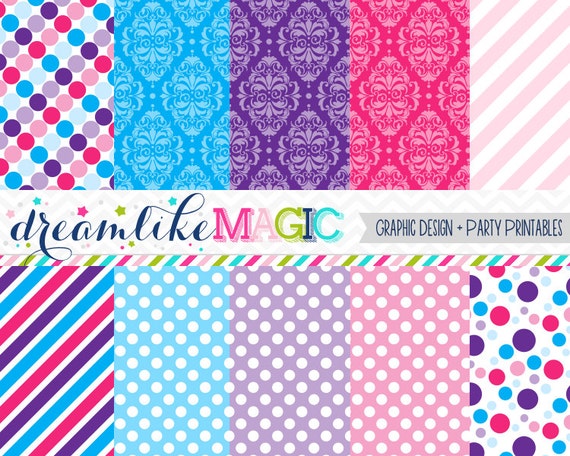 Pink Purples and Blues- Digital Paper Pack for Personal or Commercial Use Il_570xn