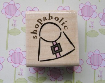 Shopaholic, Purse, Shopping - Stampabilities Rubber Stamp
