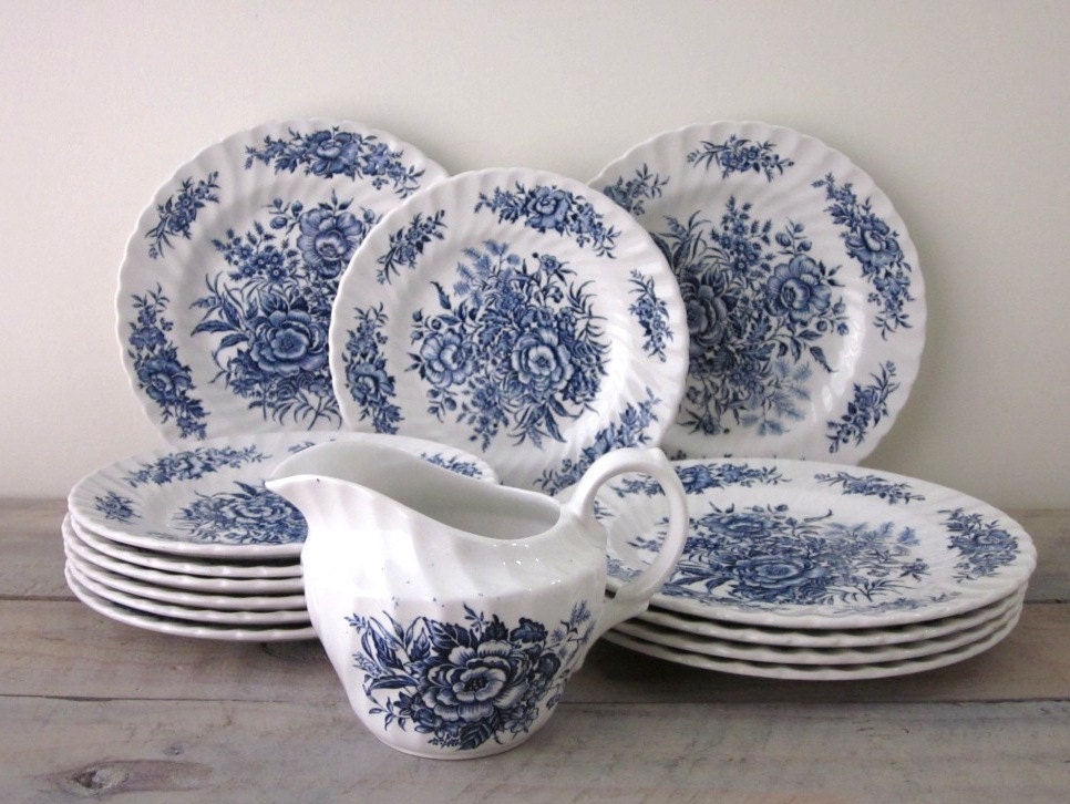 Blue and White Floral Ironstone Dishes Beacon Hill by British