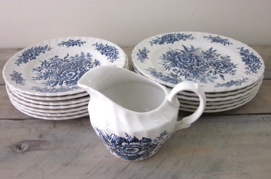 Blue and White Floral Ironstone Dishes Beacon Hill by British