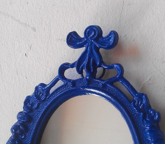 Small Mirror in Vintage Cobalt Blue Frame - Revived Vintage
