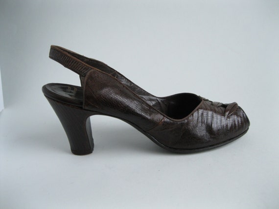 Vintage 1950s Brown Reptile Shoes - Chocolate Java Lizard - Fashions ...