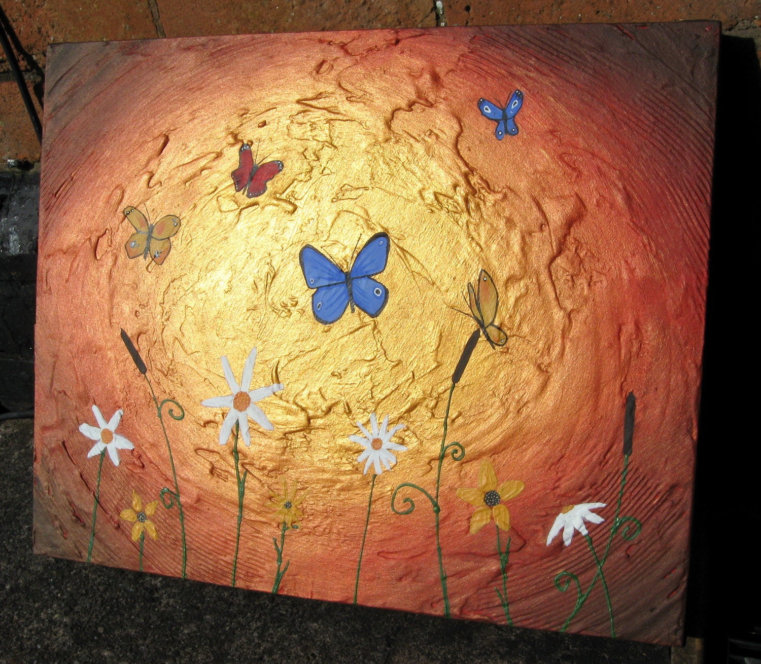 landscape butterflies painting textured butterfly wall art