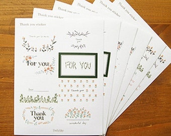 Thank you Flower Pattern Stickers - 6 sheets (4.5 x 6in)