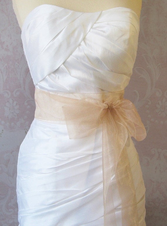Blush Champagne Organza Ribbon, 2.75 Inch Wde, Ribbon Sash, Bridal Sash, Wedding Belt, 4 Yards