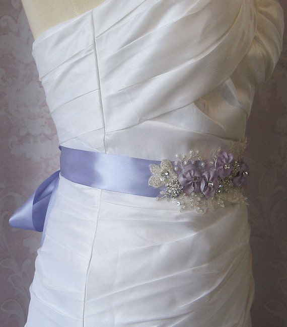 Lavender Bridal Sash Lilac Sash Iris Wedding Belt with