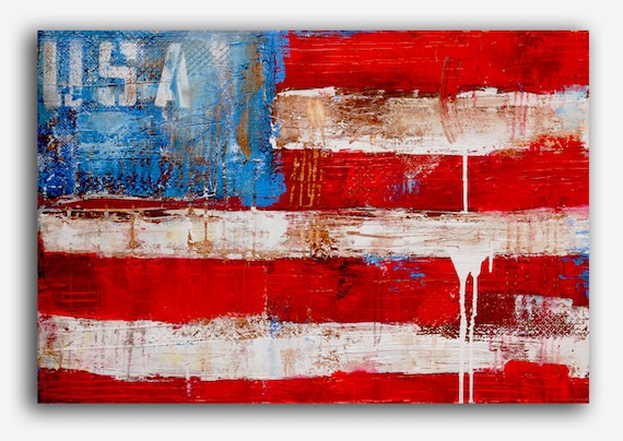 Abstract Painting USA Flag