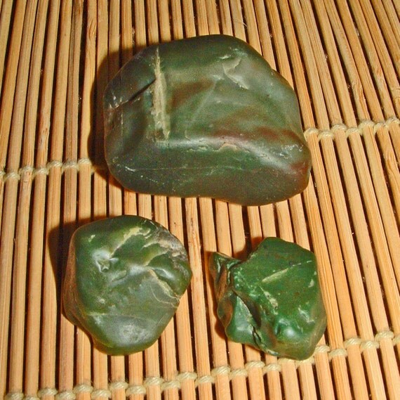 GREEN NEPHRITE California JADE Unpolished Rough Ocean Tumbled