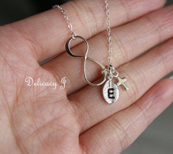 Cross infinity necklace Initial necklace Cross necklace