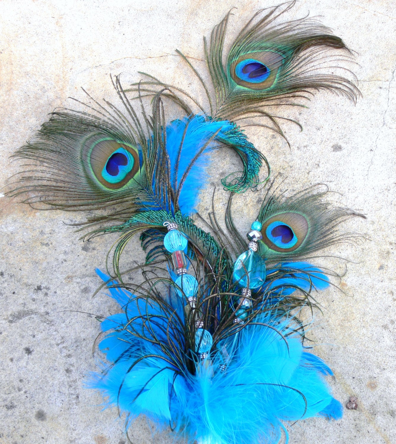 Peacock Feather Cake Topper with Jewels in by HappilyFeatherAfter