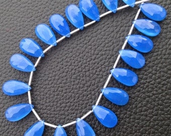 Brand New, 5 Matched Pairs,15mm Long, COBALT BLUE Chalcedony Elongated Faceted Pear Briolettes,Amazing Item at Low Price