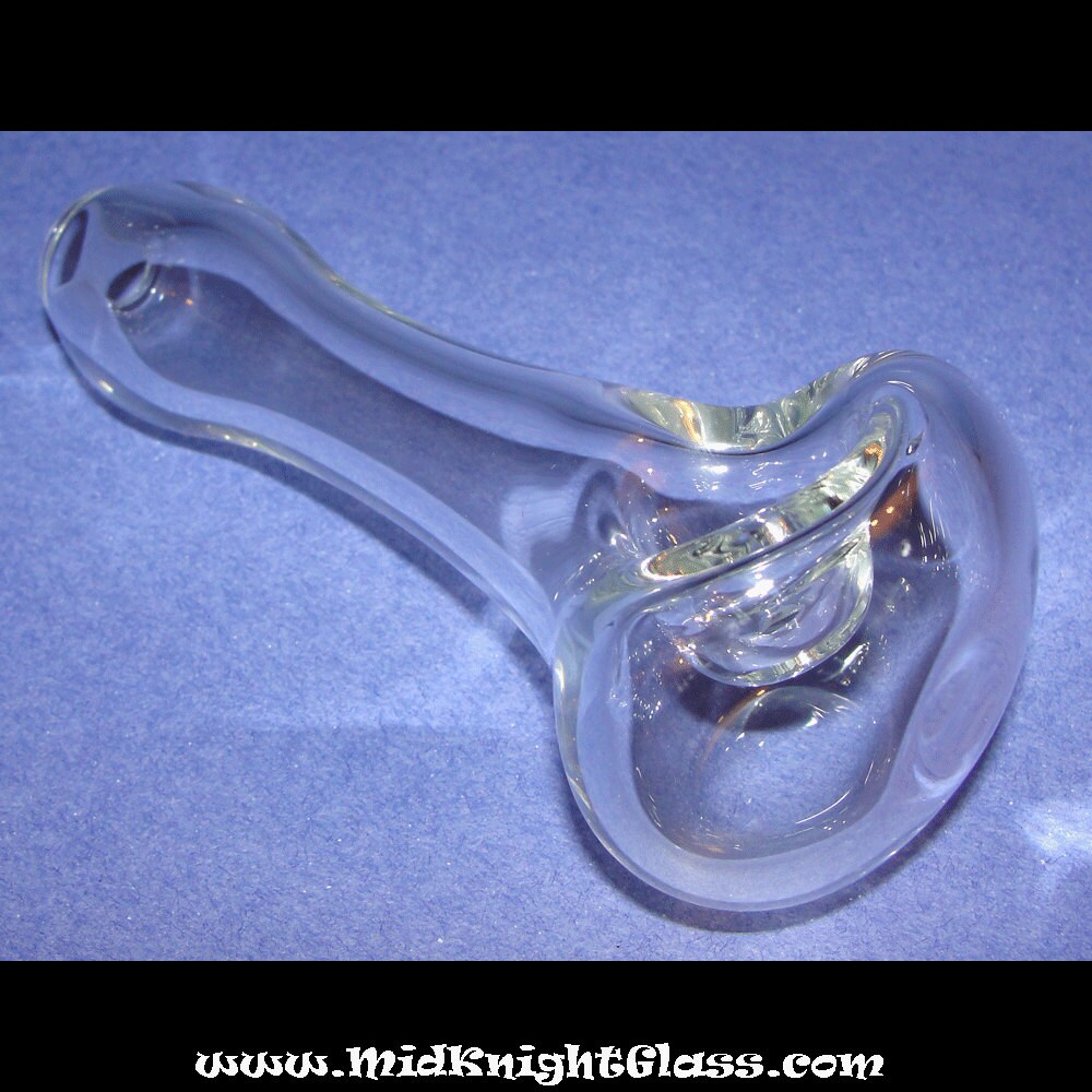 Solid Clear Spoon Style Glass Pipe Smoking Bowl by MidKnightGlass