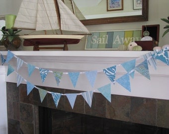 Cool Aqua Blue Banner Coastal Garland