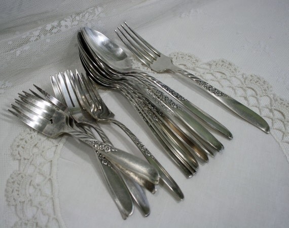 Silver Overlaid Flatware Wm A. Rogers Oneida Wildwood