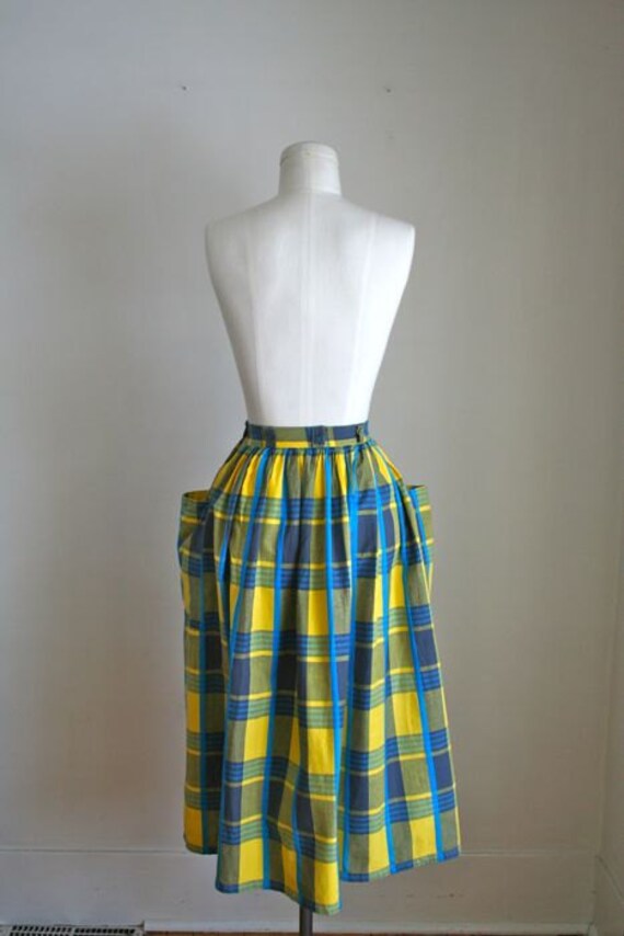 vintage plaid skirt SUMMER BREEZE cotton skirt / XS