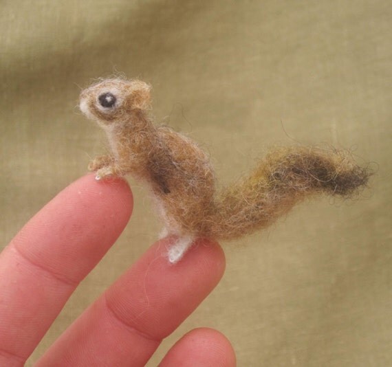 Miniature needle felted squirrel by Ainigmati on Etsy