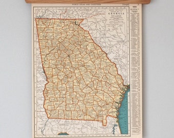 1930s Antique State Maps of Georgia and Idaho
