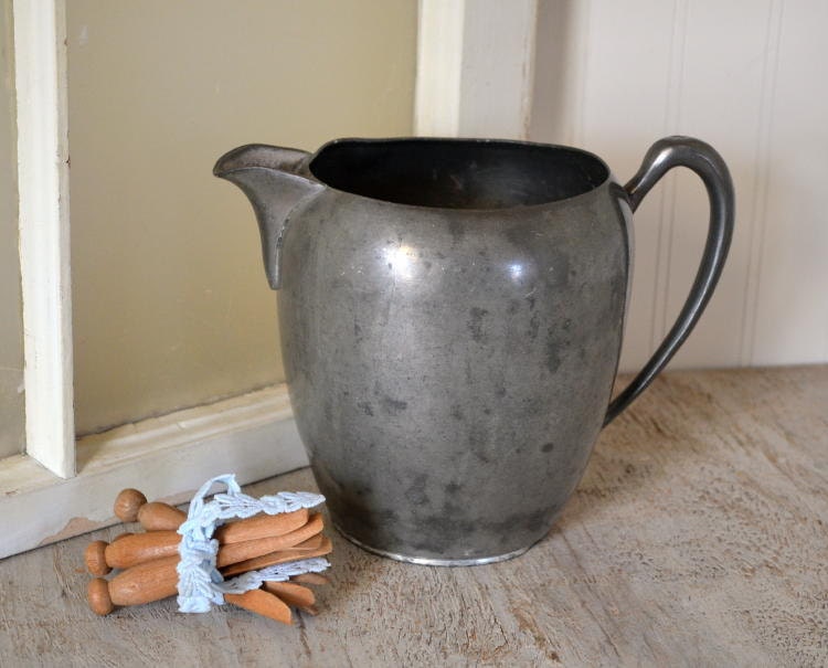 Pewter Pitcher vintage farmhouse decor Old by OldTimePickers
