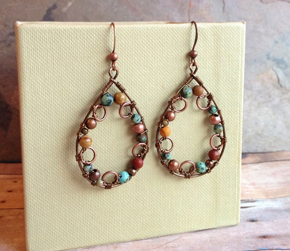 Unique Copper and Natural Stone Jewelry Wire by RusticaJewelry