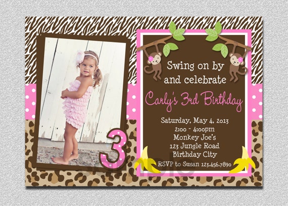 Monkey Birthday Invitation Monkey Birthday Party Invitation Printable Il_570xn