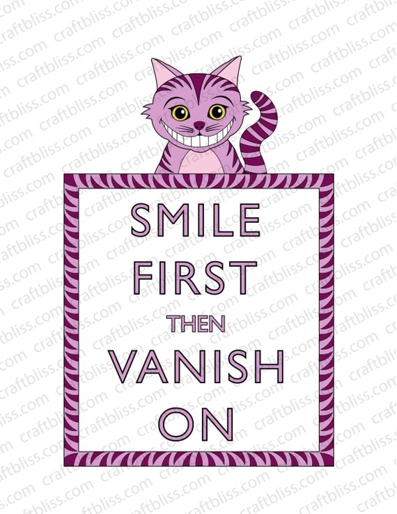 Cheshire Cat Alice in Wonderland Illustration Digital Download Print for Parties, Decor, Baby Showers and More First Smile & Vanish On Sale Il_570xn