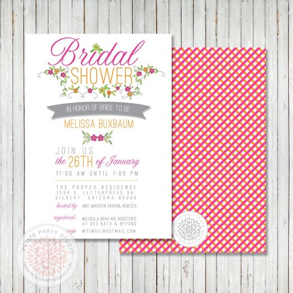 PARTY PRINTABLE - Vintage Flower Modern Wedding or Bridal Shower Invitation - Petite Party Studio Il_570xn