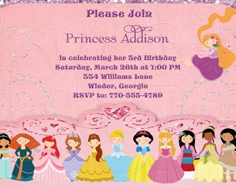 All Princess Toddler Birthday Invitation