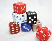 SALE Mixed Dice, Red, Blue, Black, Silver Reno Dice and a Tetra, Vintage