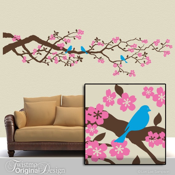 Cherry Blossoms Vinyl Wall Decal: Large Tree Branch by Twistmo