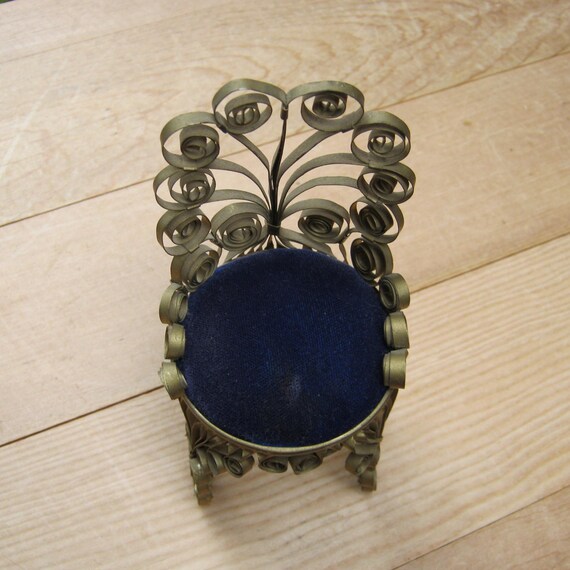 Tramp Art Tin Can Chair Pin Cushion