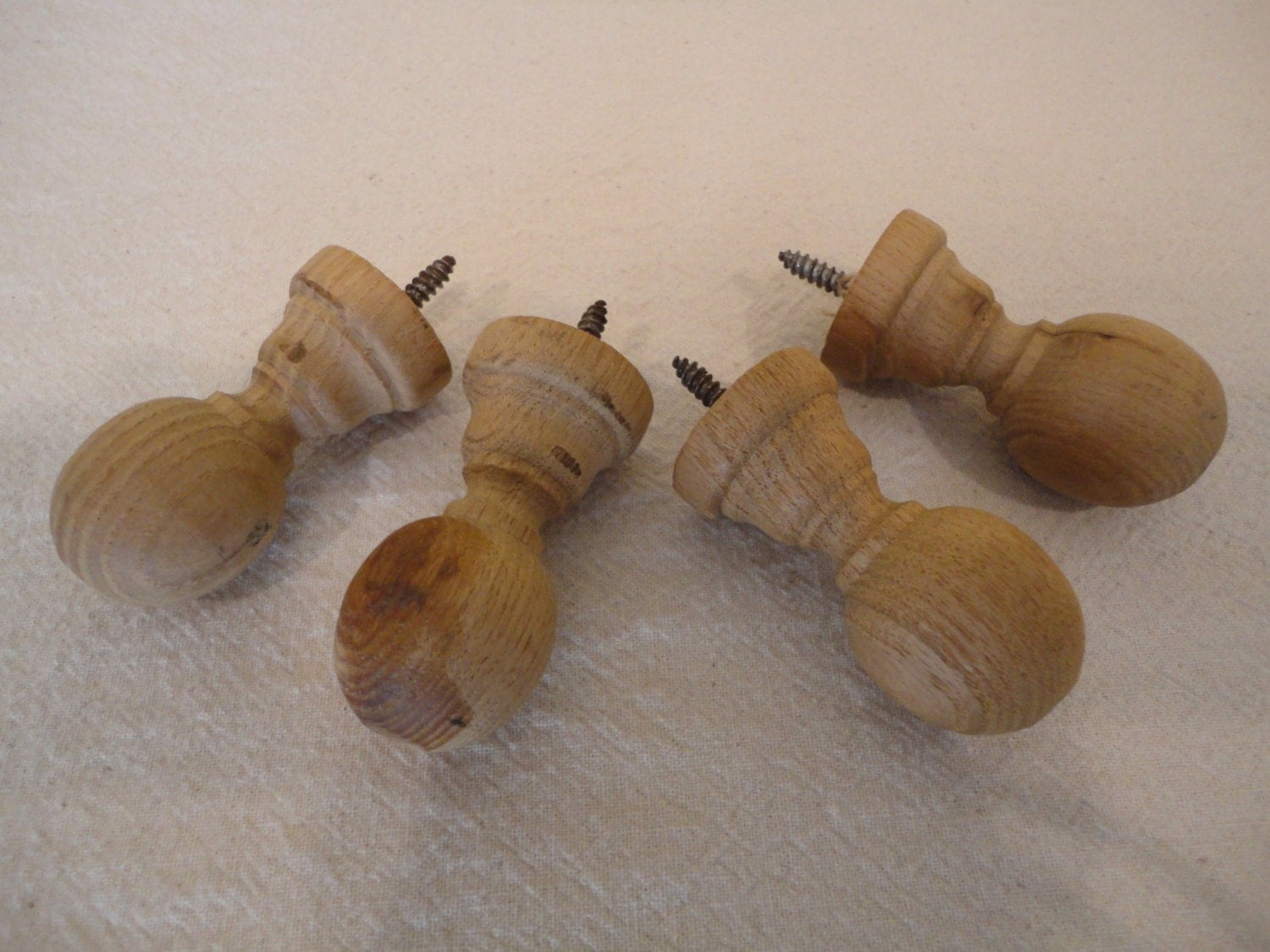Four Small Turned Wood Finials Pegs Supplies Mixed Media