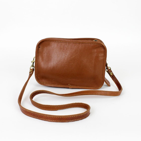 Coach brown leather pouch purse / long strap bag