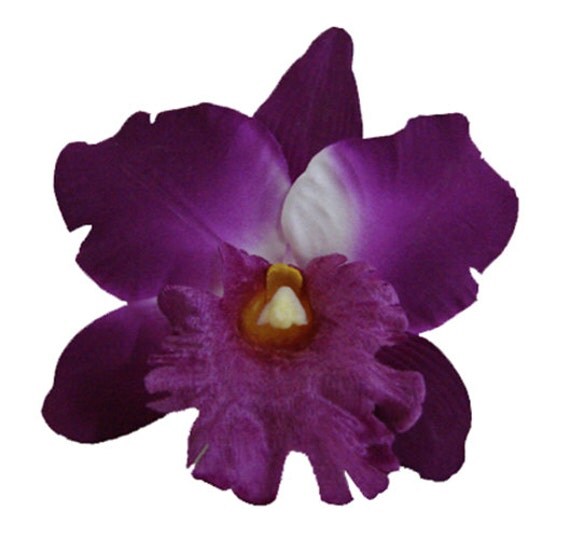 Purple Orchid Silk flower Hair Clip 5.00 Inch.