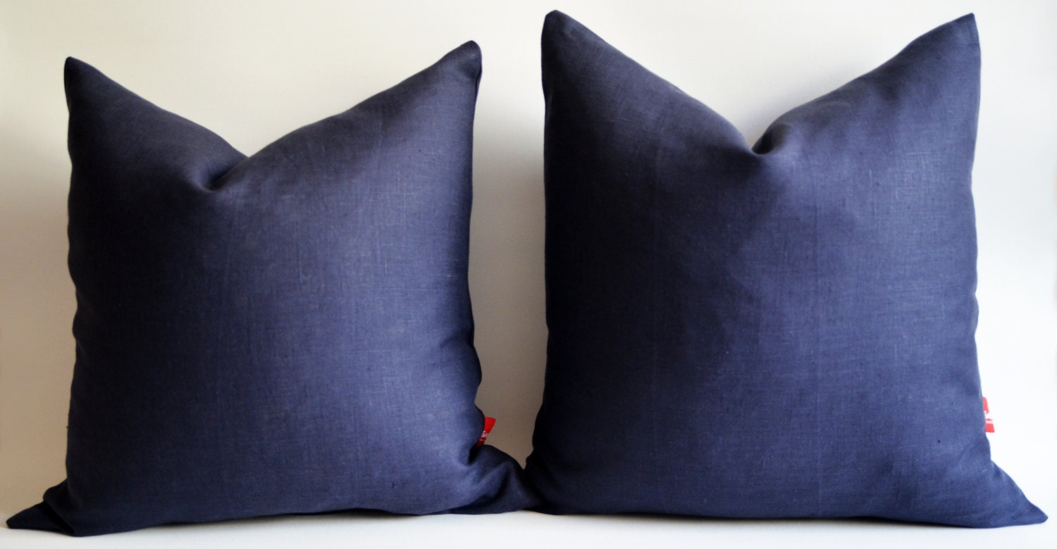 Sukan / 1 Piece Linen Pillow Covers Navy Blue by sukanart on Etsy