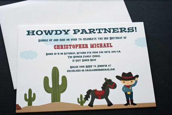 Printed Cowboy Western Boy's Birthday Party Invitations - Digital Version Available Il_570xn